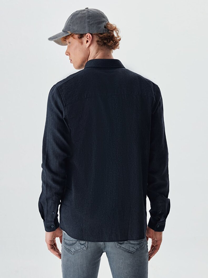 With Pockets Long Sleeve Antraciet Overhemd