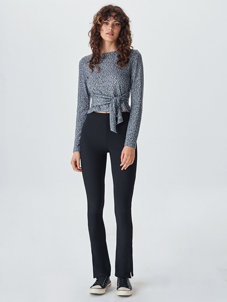Pattern Cord Closure Detailed Sweatshirt Pattern Cord Closure Detailed Sweatshirt