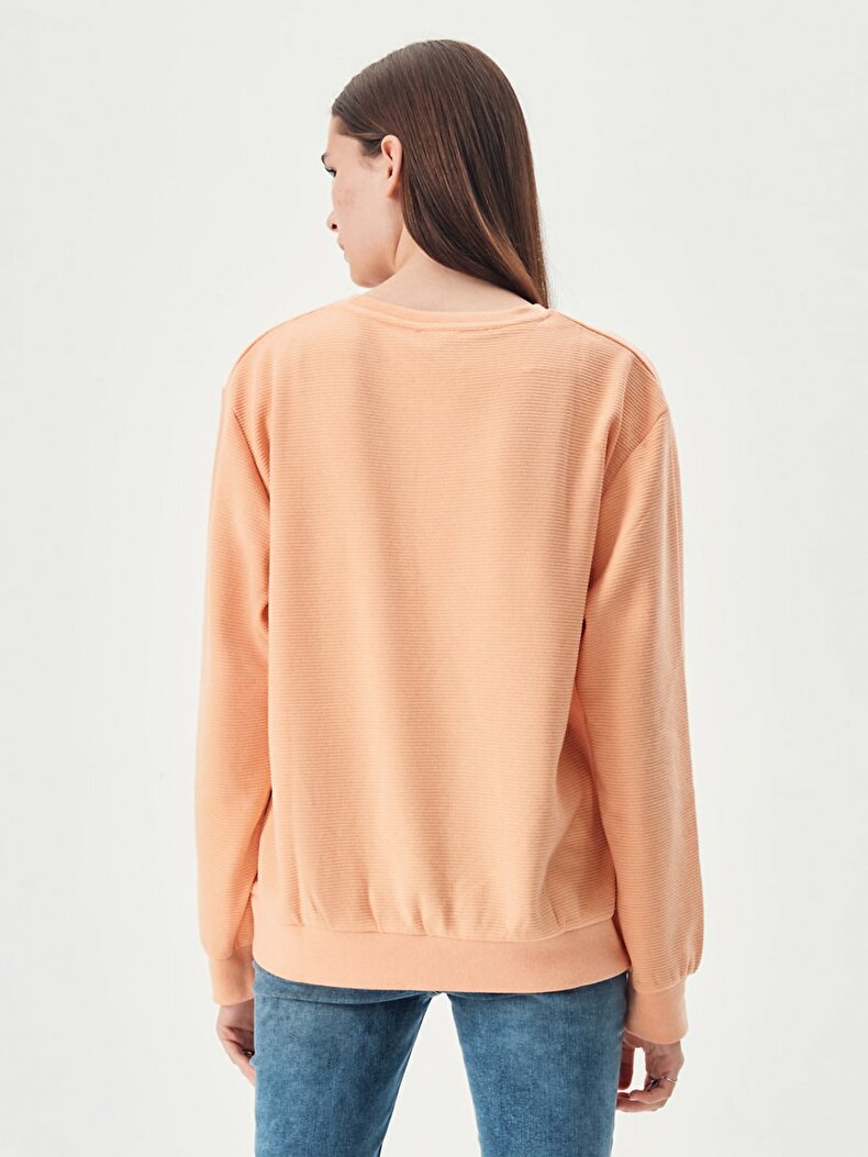 Round Collar Orange Sweatshirt