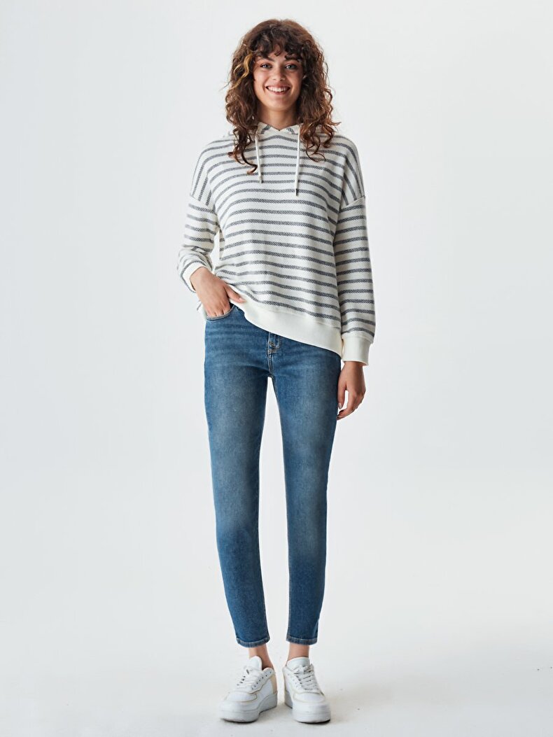 Striped Print Multicolor Sweatshirt