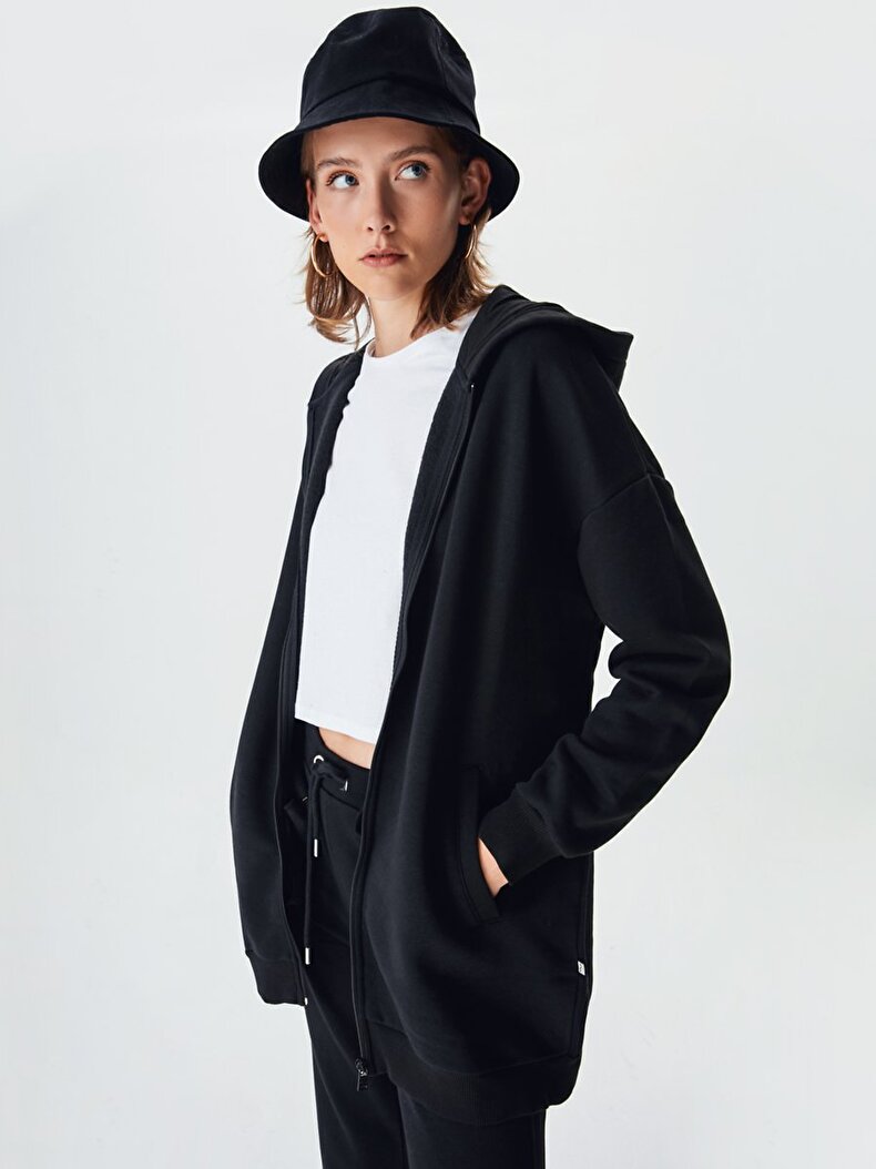 Oversized Schwarz Strickjacke