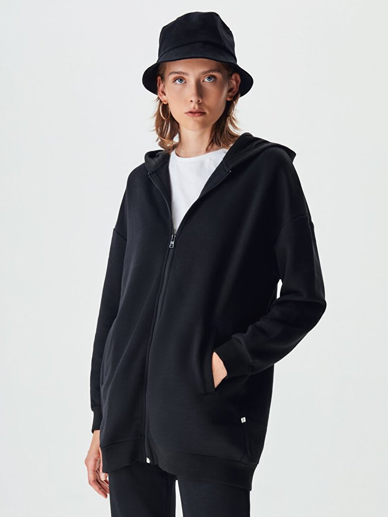 Oversized Schwarz Strickjacke
