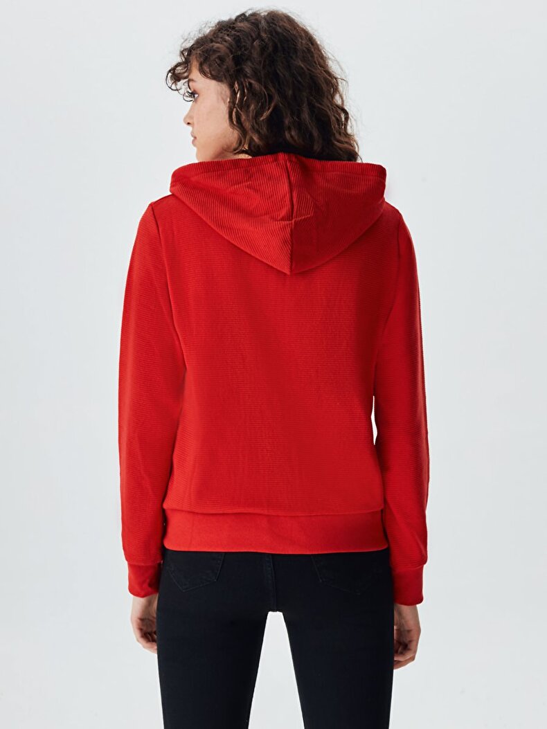 With Hood Red Cardigan