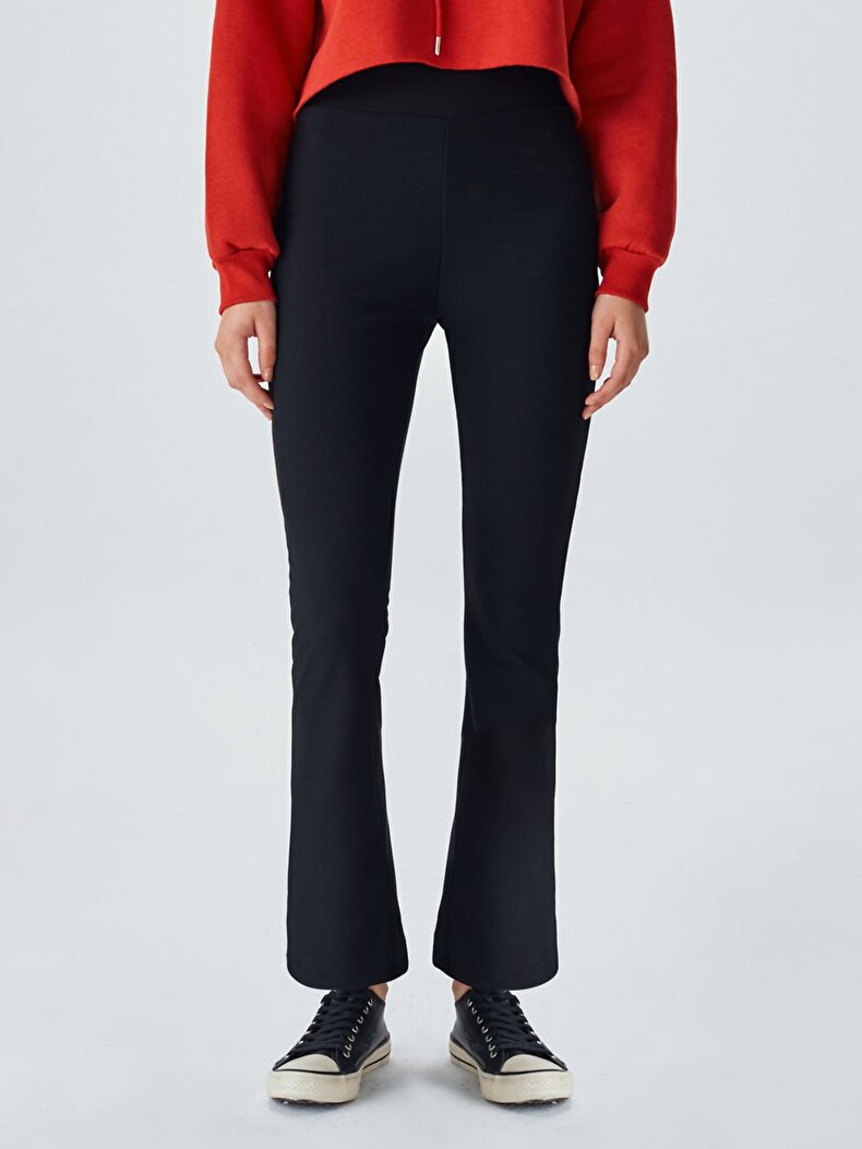 Wide Leg Schwarz Legging