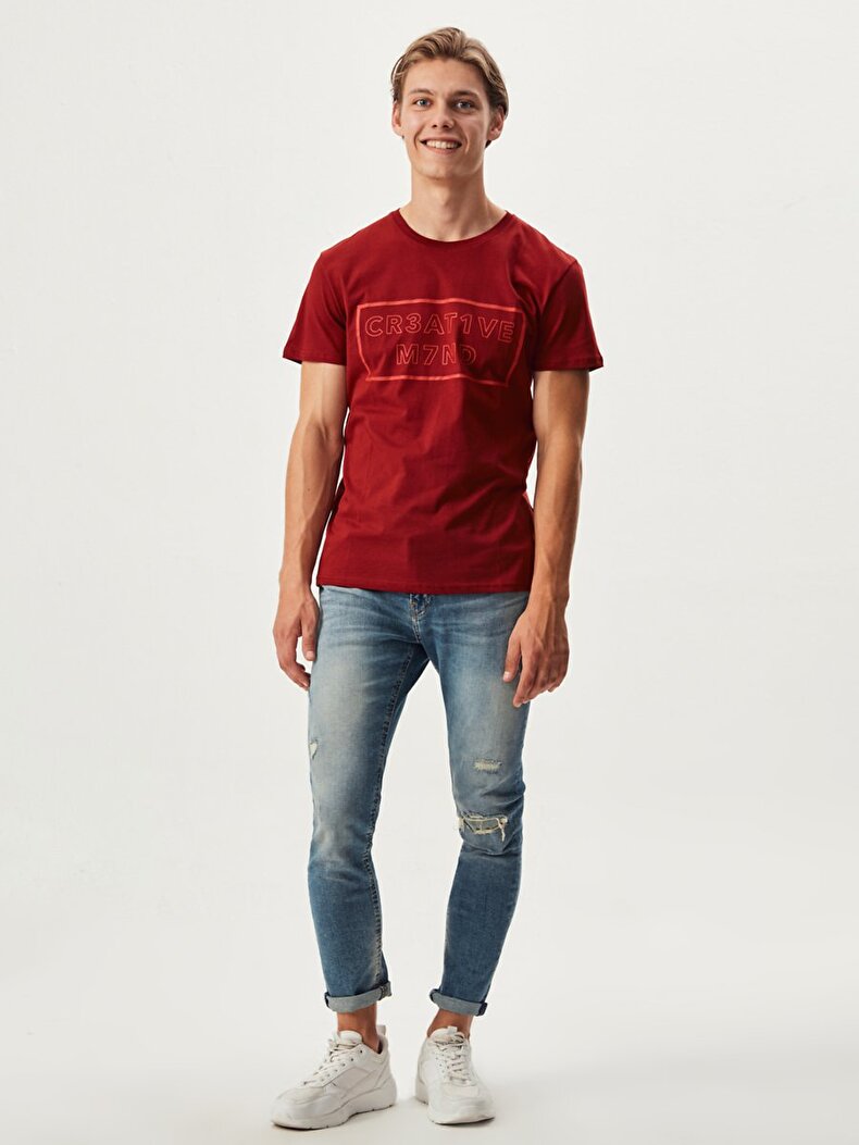 Crew Neck Rood T-shi̇rt