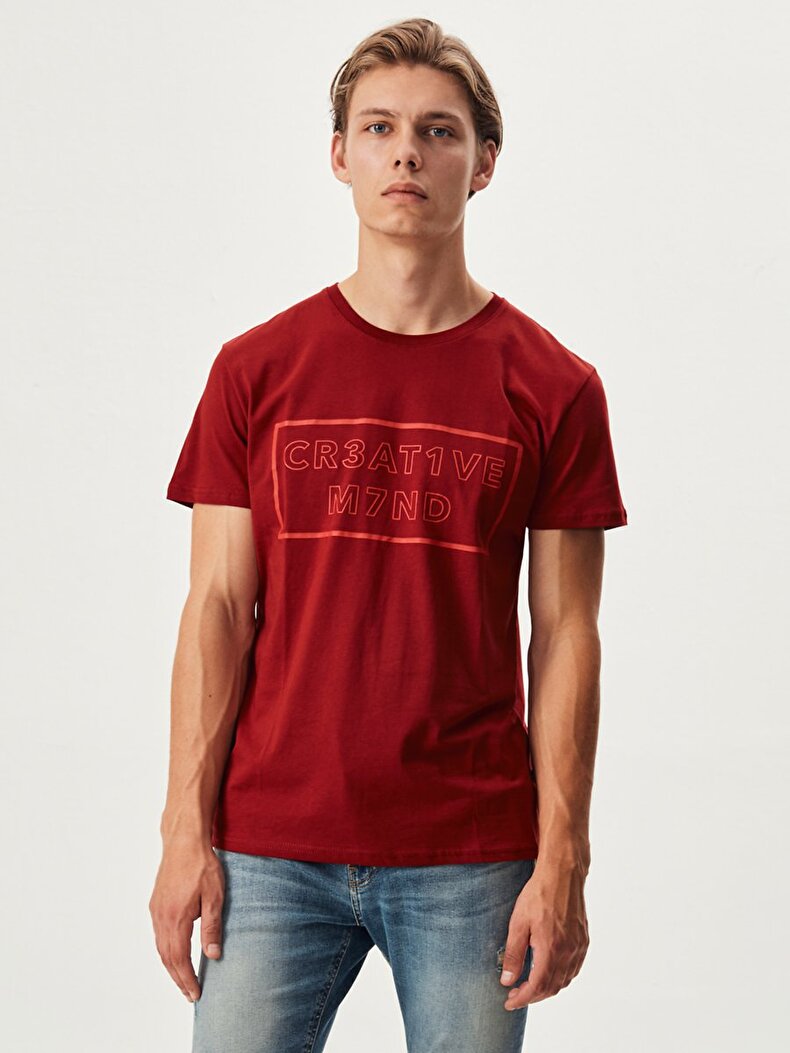 Crew Neck Rood T-shi̇rt