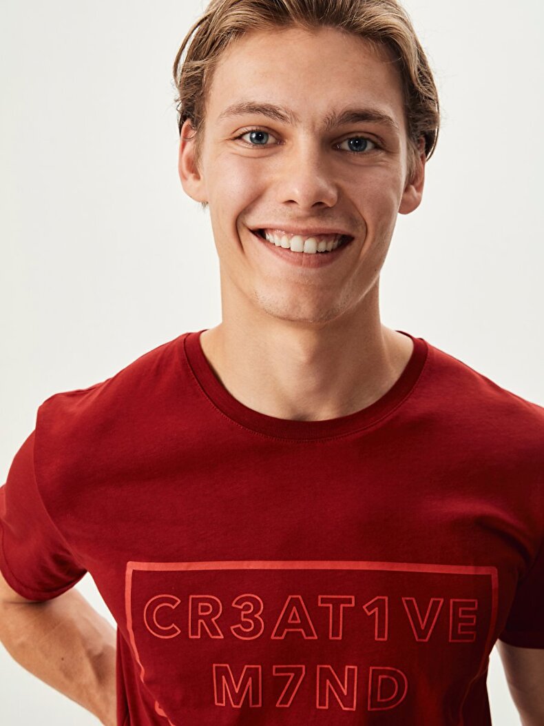 Crew Neck Rood T-shi̇rt