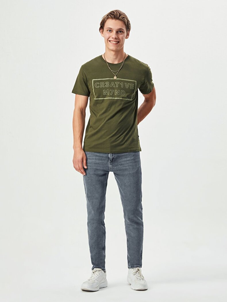 Crew Neck Groen T-shi̇rt