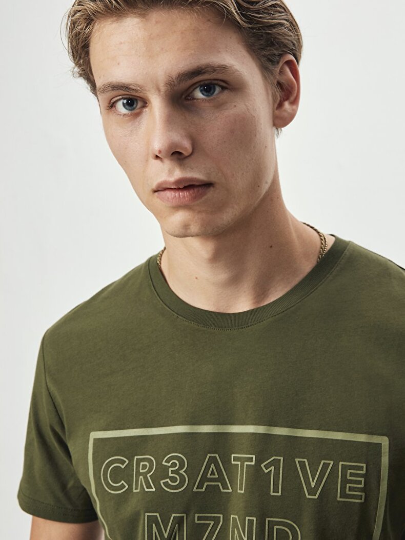 Crew Neck Groen T-shi̇rt