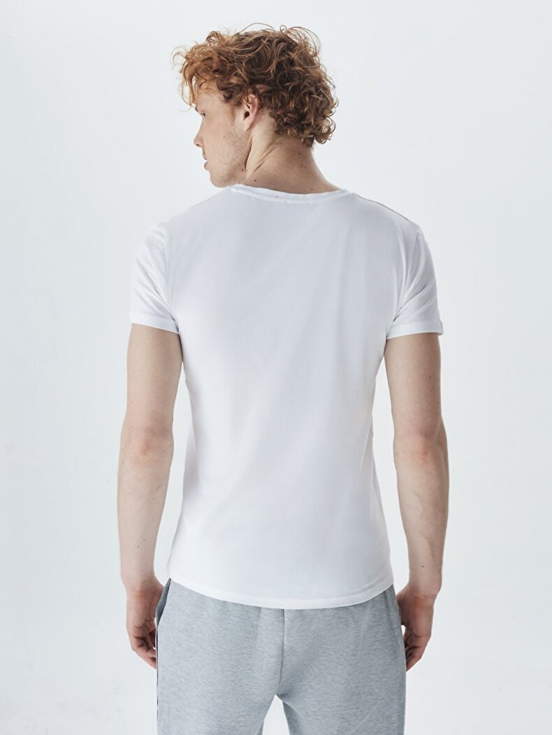 V-neck Weiss T-shirt