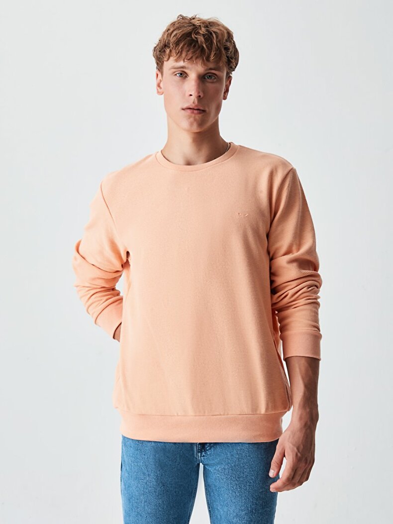 Crew Neck Orange Sweatshirt