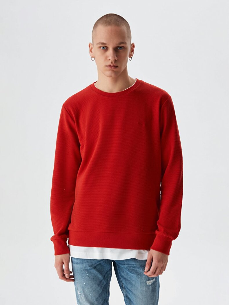 Crew Neck Red Sweatshirt