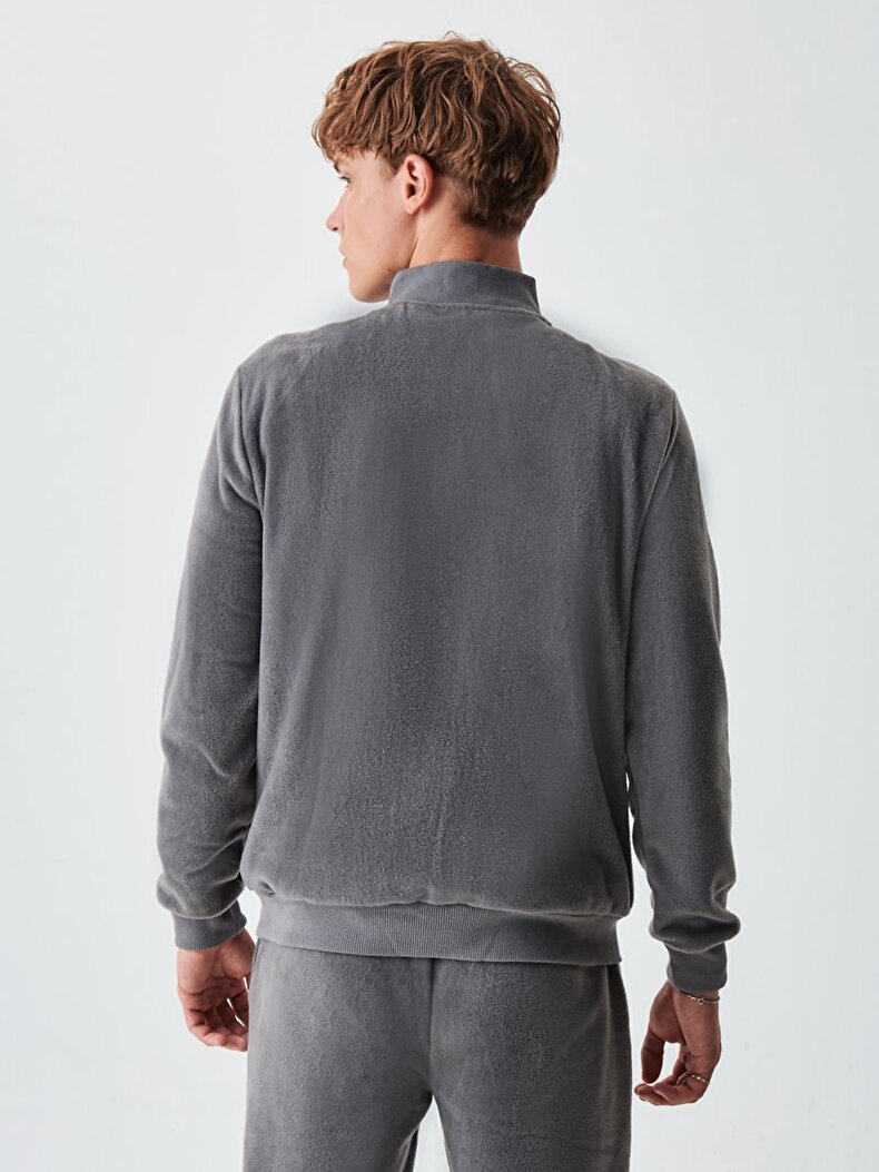 Turtle Neck Zipper Closing Grijs Sweatshirt