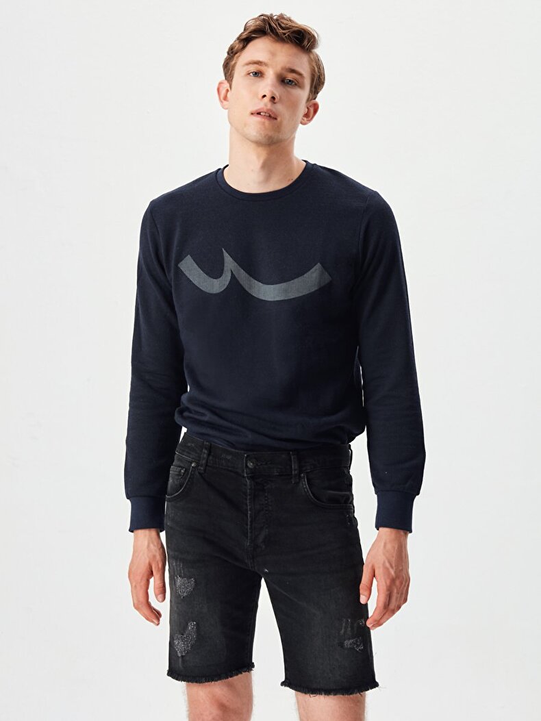 Ltb Logolu Bisiklet Yaka Lacivert Sweatshırt