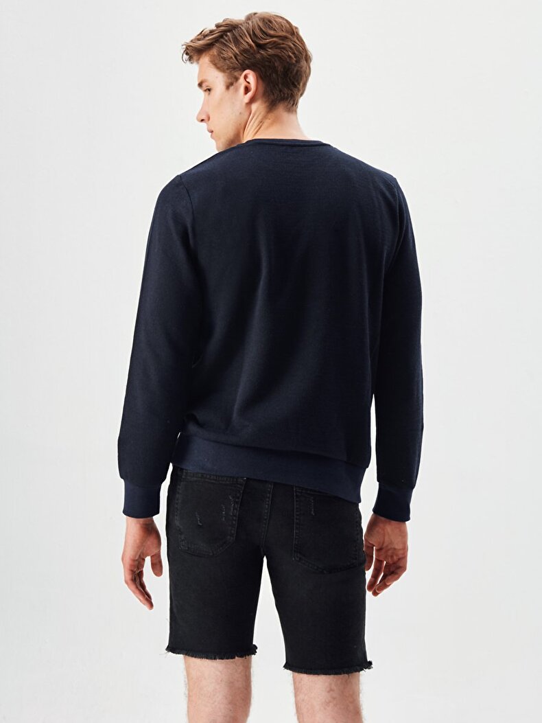 Ltb Logolu Bisiklet Yaka Lacivert Sweatshırt