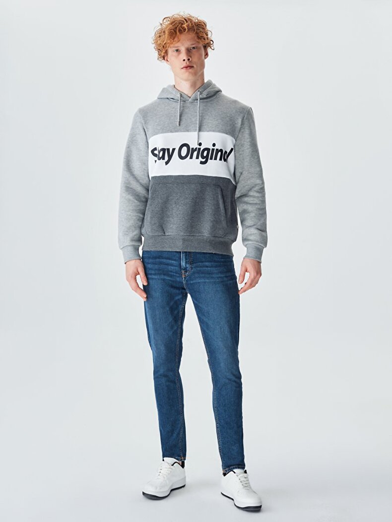 Striped Print Grau Sweatshirt