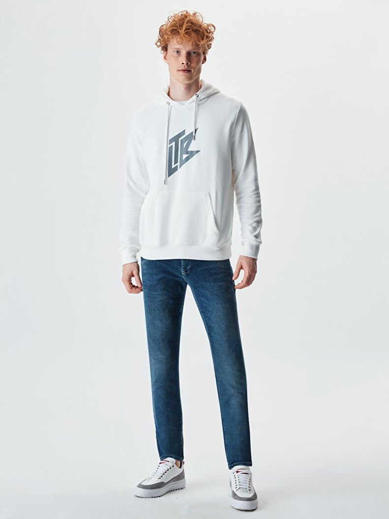 Graphic Print Weiss Sweatshirt