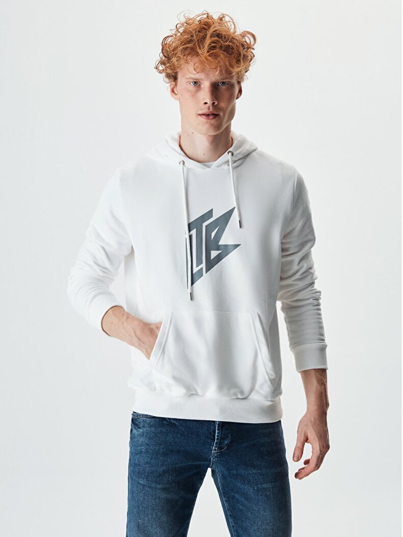 Graphic Print Weiss Sweatshirt
