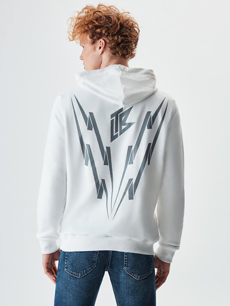 Graphic Print Weiss Sweatshirt