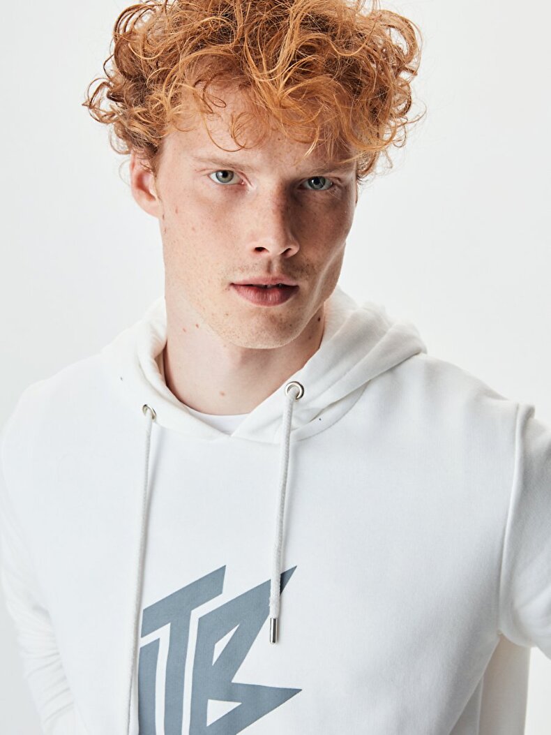 Graphic Print Weiss Sweatshirt