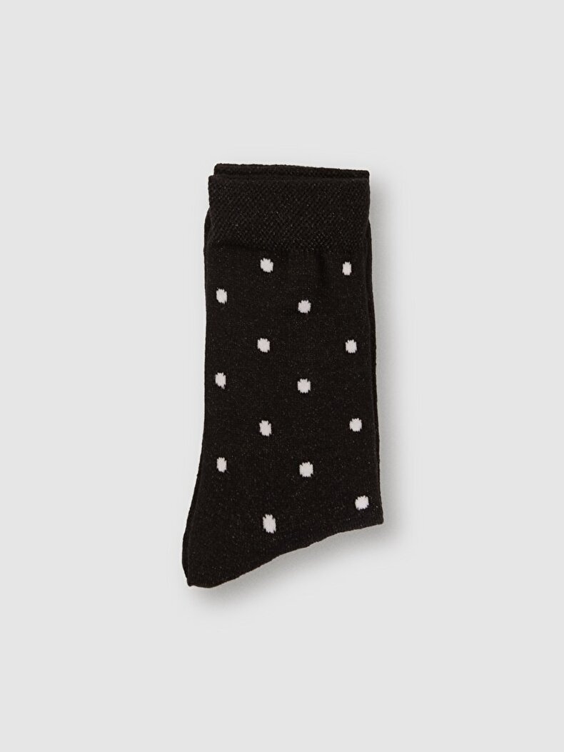 Puantiyeli Simli Soket Siyah Çorap