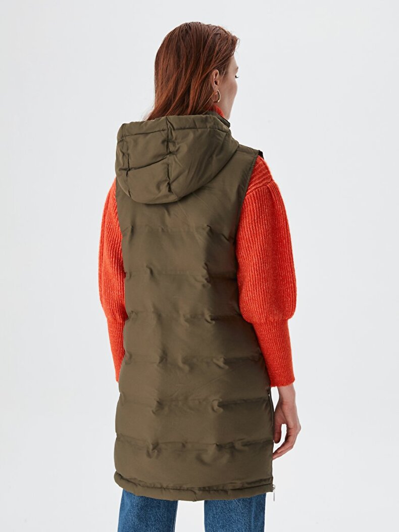 With Hood Puffer Green Vest