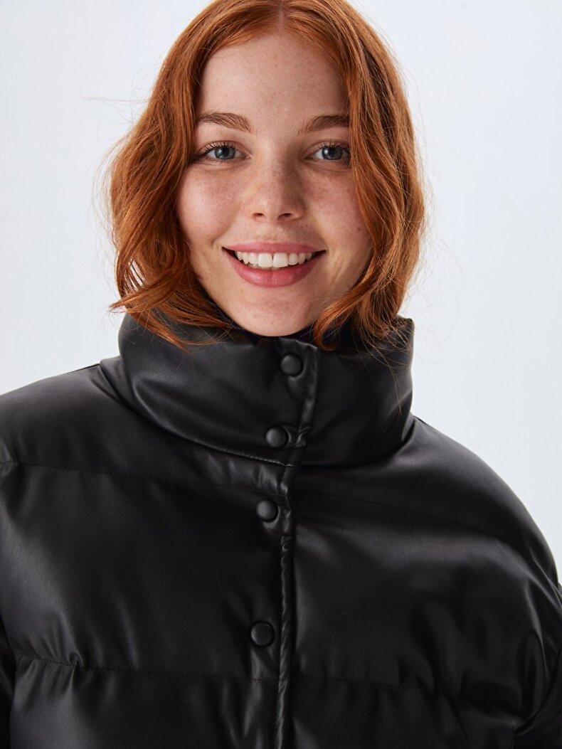 Straight Collar Black Coat