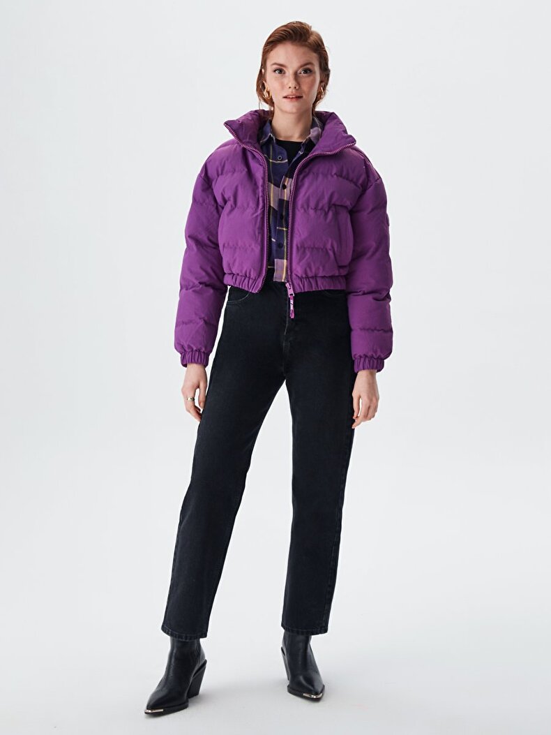 Short Puffer Purple Coat