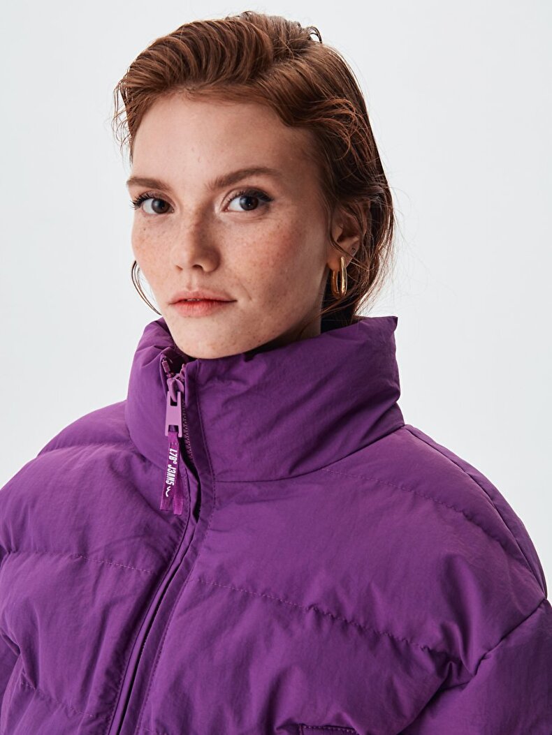 Short Puffer Purple Coat