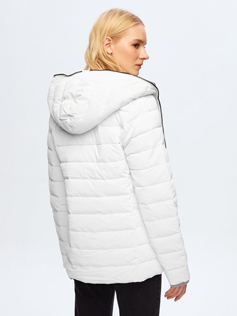 With Hood Puffer White Coat