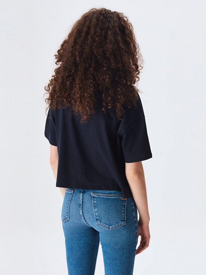Dolman Sleeve Donkerblauw T-shi̇rt
