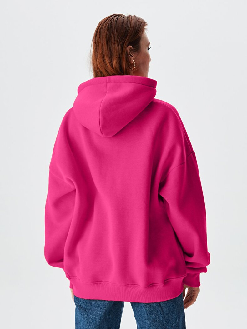 With Hood Print With Print Roze Sweatshirt