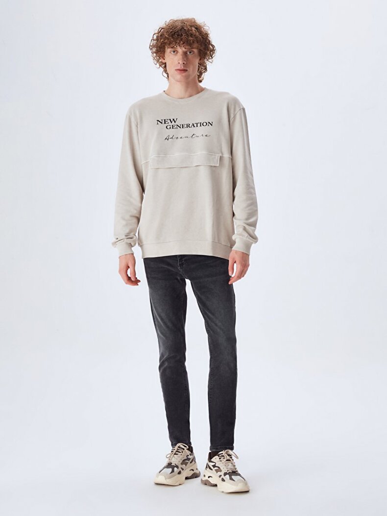 Bleached With Print White Sweatshirt