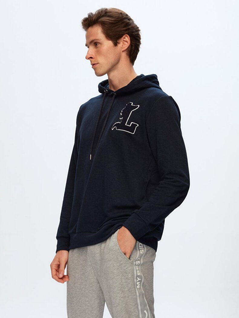 With Patch With Hood Navy Sweatshirt