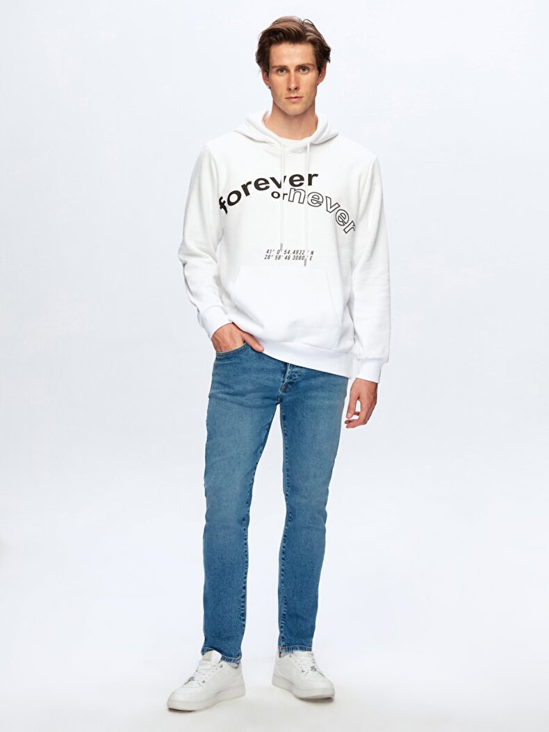 Print With Print With Hood Weiss Sweatshirt
