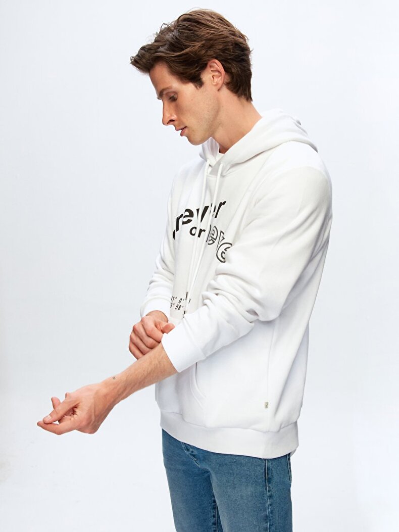 Print With Print With Hood Weiss Sweatshirt