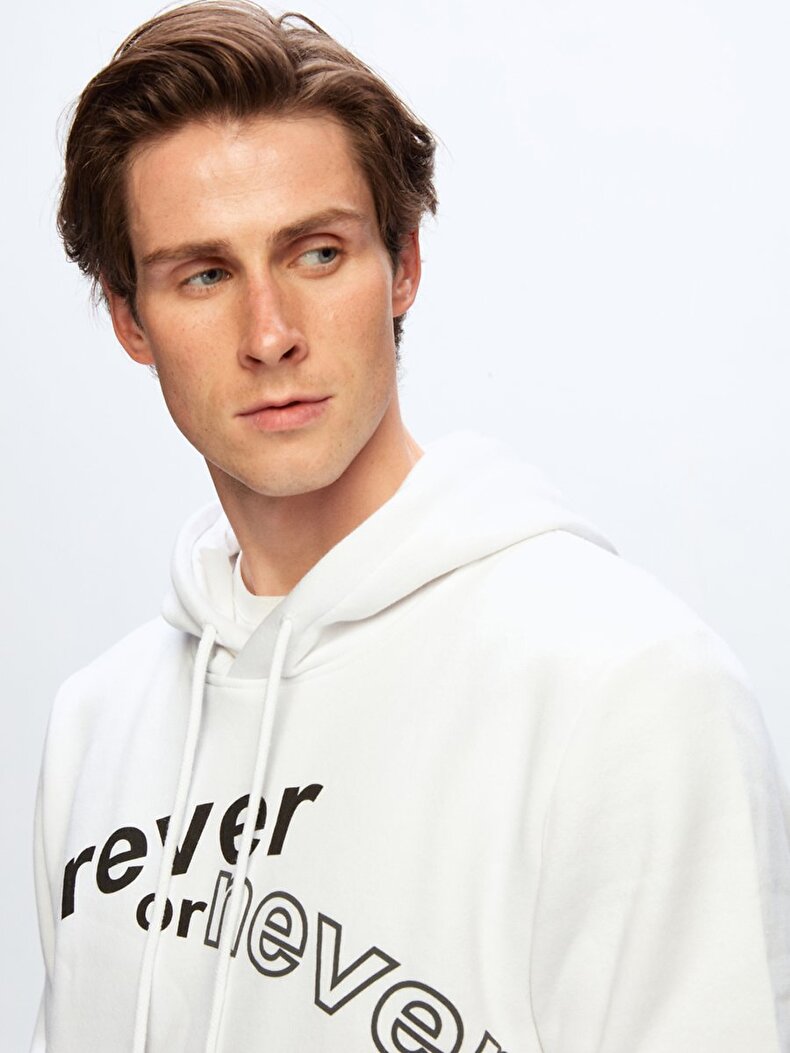 Print With Print With Hood Weiss Sweatshirt