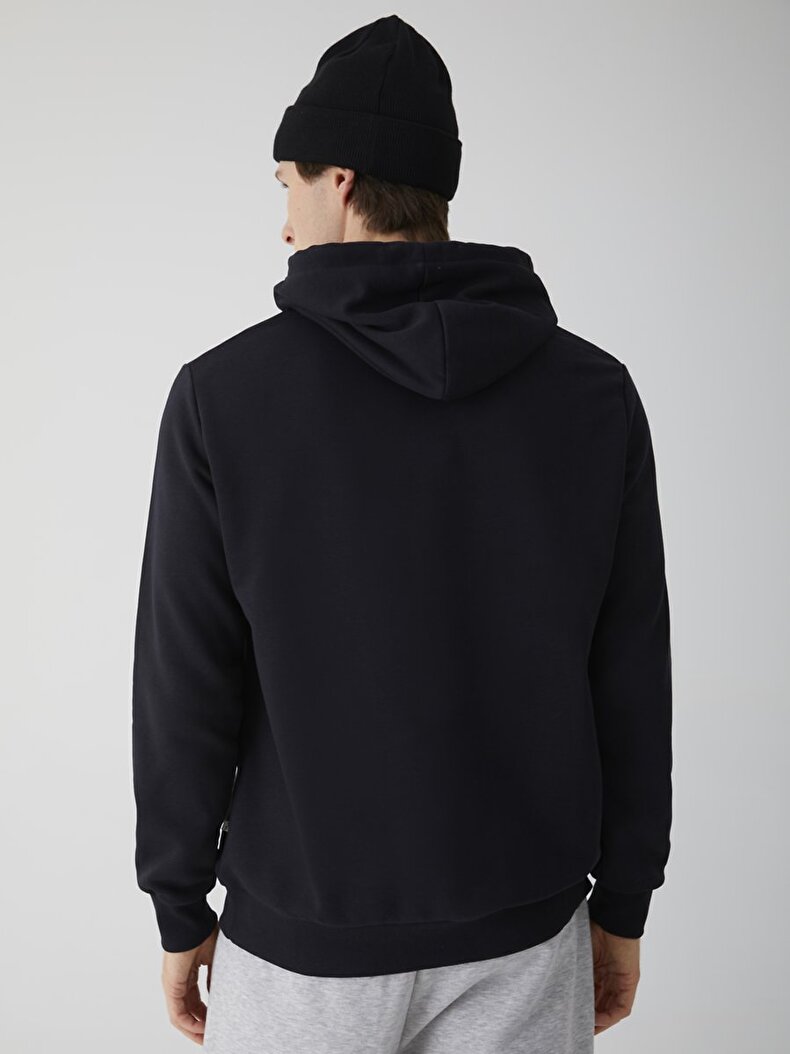 Print With Print With Hood Schwarz Sweatshirt