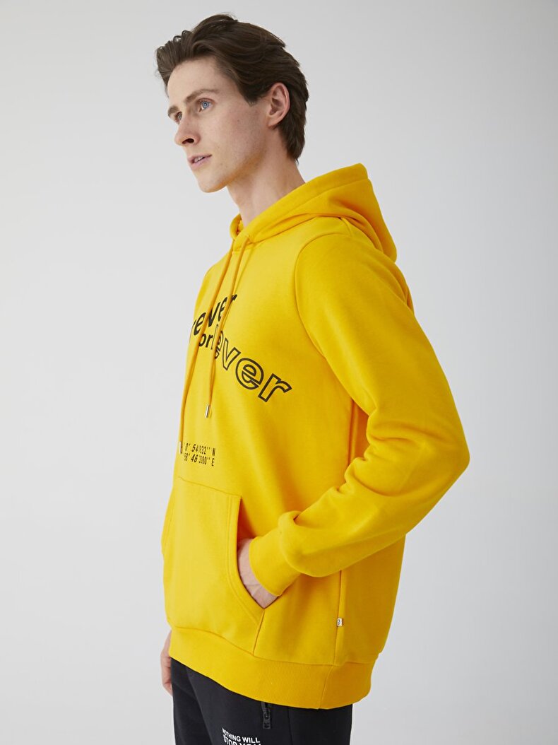 Print With Print With Hood Gelb Sweatshirt