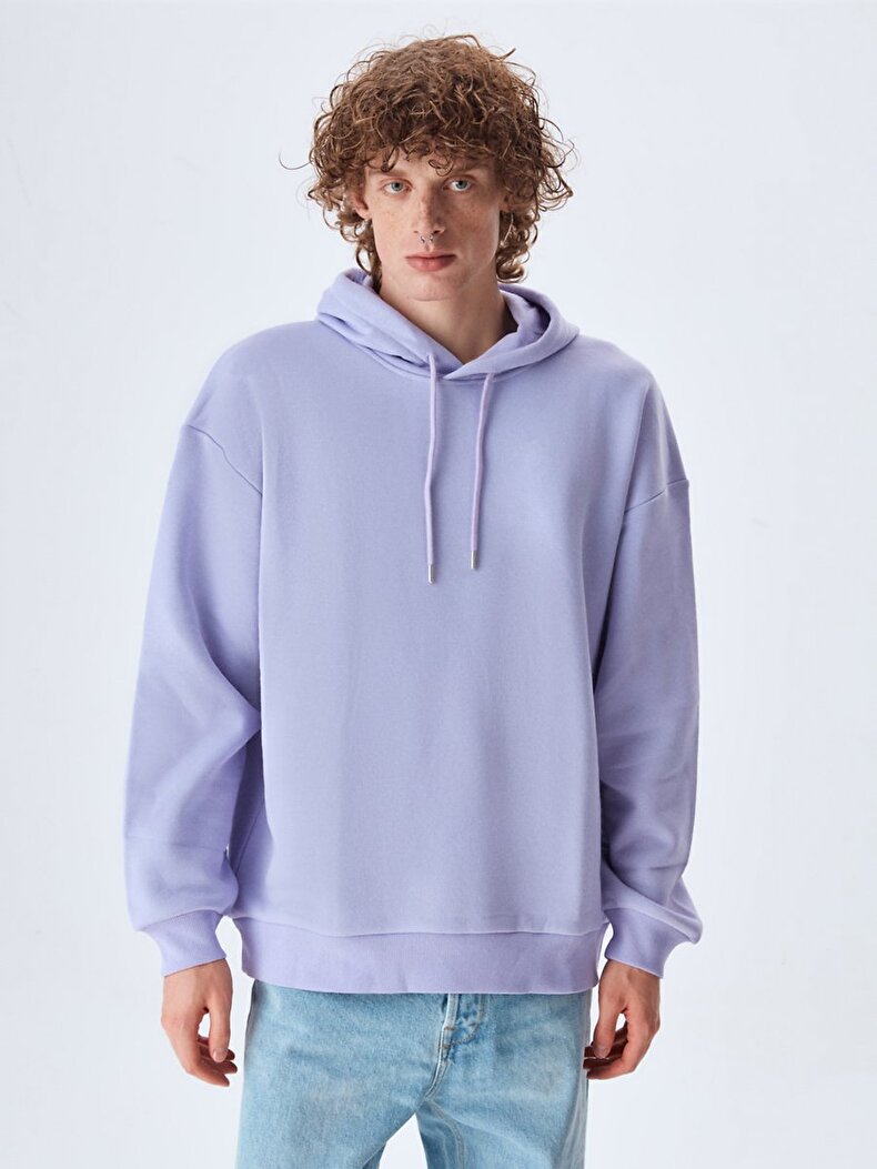 Oversized With Hood Lilac Sweatshirt