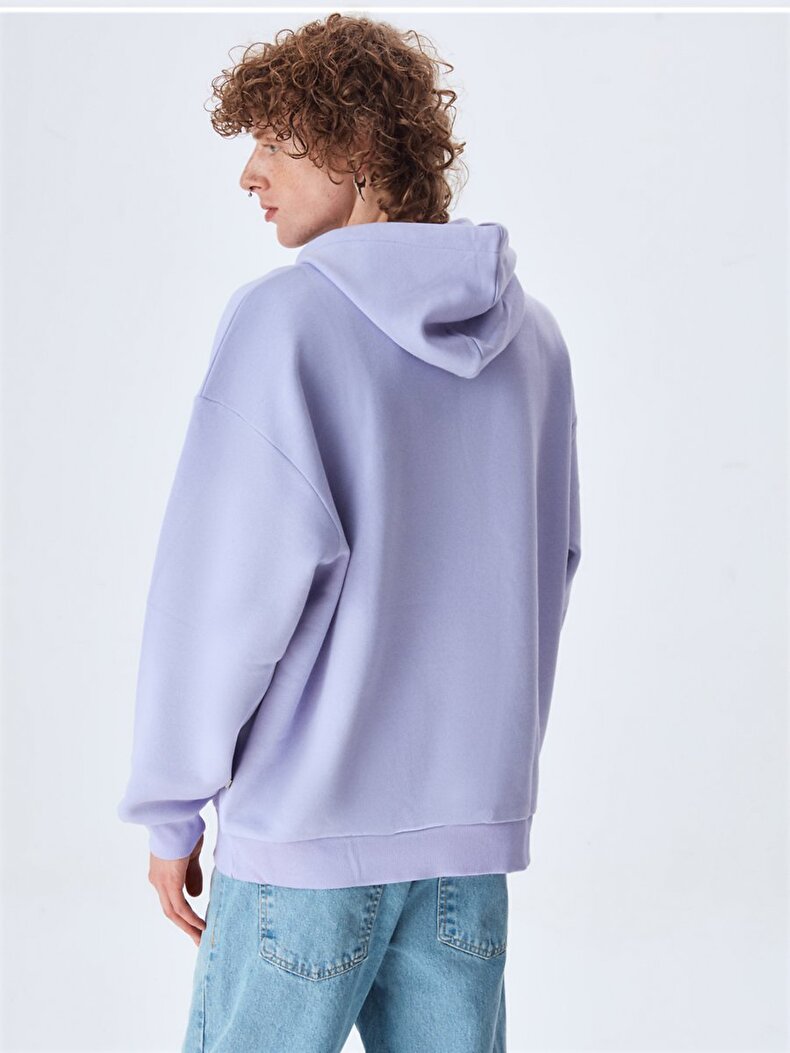 Oversized With Hood Lilac Sweatshirt
