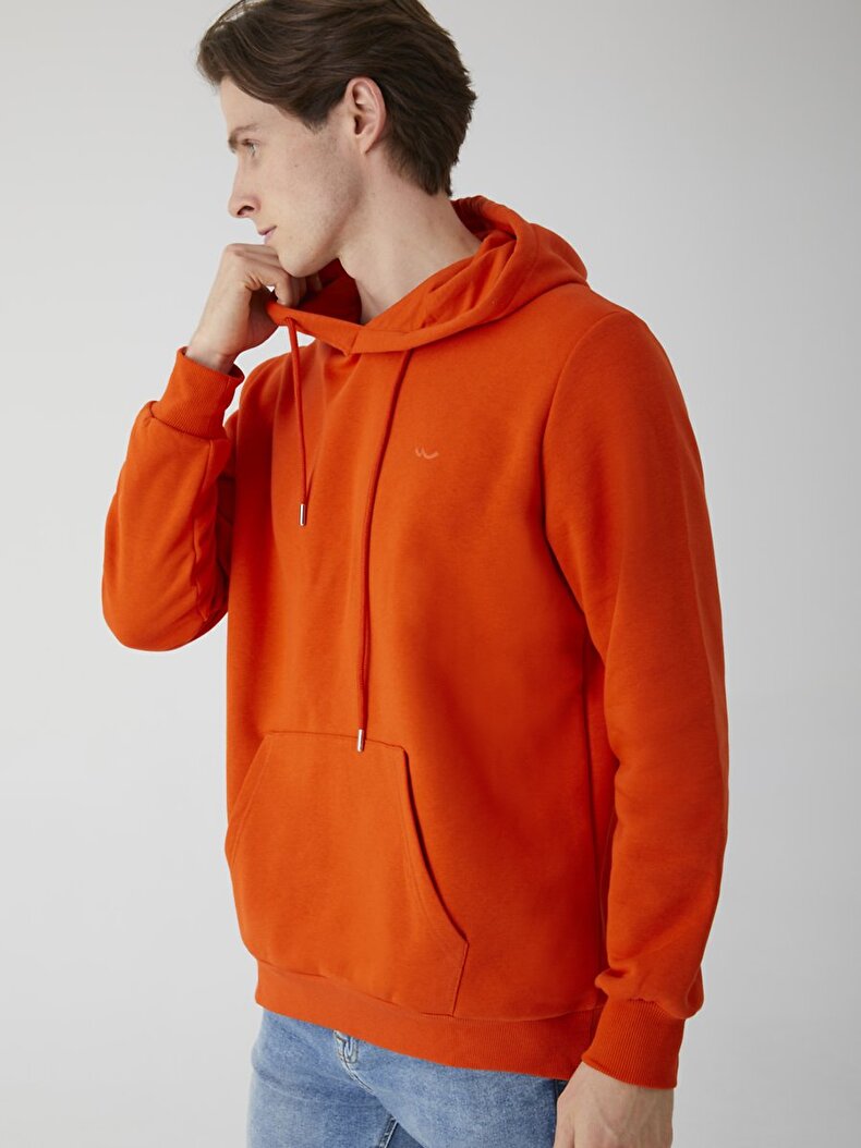 With Hood Orange Sweatshirt