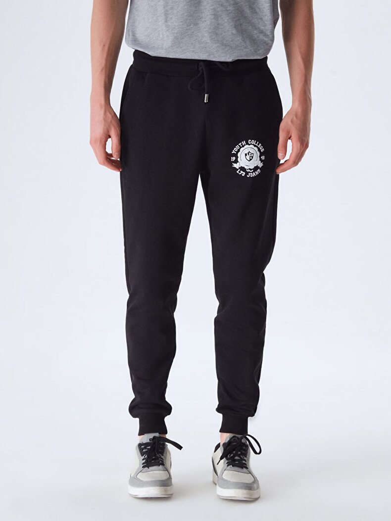 Graphic Print With Print Skinny Black Tracksuit