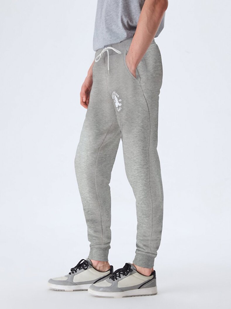 Graphic Print With Print Skinny Grey Tracksuit
