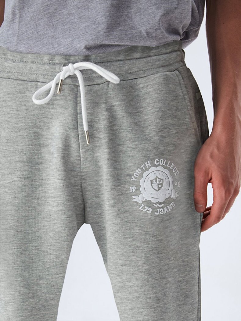 Graphic Print With Print Skinny Grey Tracksuit