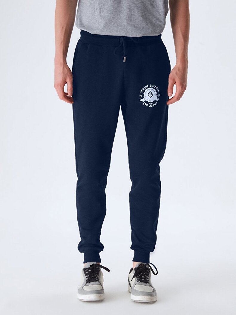 Graphic Print With Print Skinny Navy Tracksuit