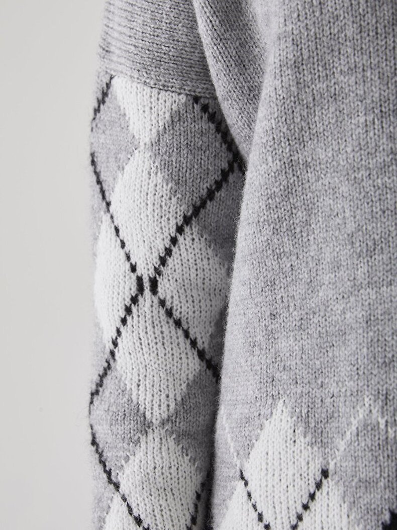 Pattern Oversized Knitwear Zwart Trui̇