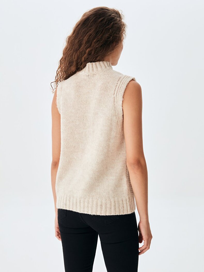 Straight Collar Hair Knitted Sweater