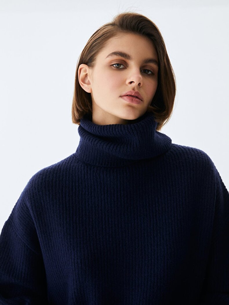 Turtle Neck Knitwear Dark Blue Pullover