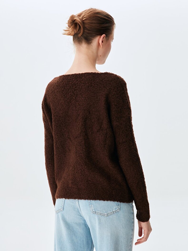V-neck Knitwear Brown Pullover